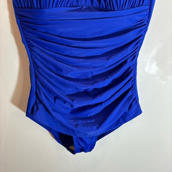 MIRACLESUIT Sz  12 Electric Blue Rialto Slimming Ruching One-Piece Swimsuit - Picture 5 of 14